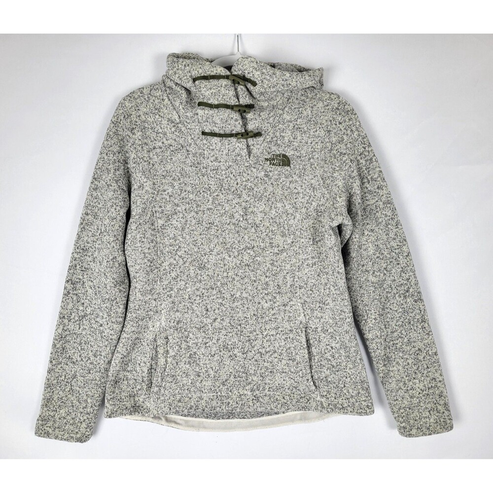 The North Face Crescent Hooded Fleece Pullover Womens Small Toggle Sweater Gray